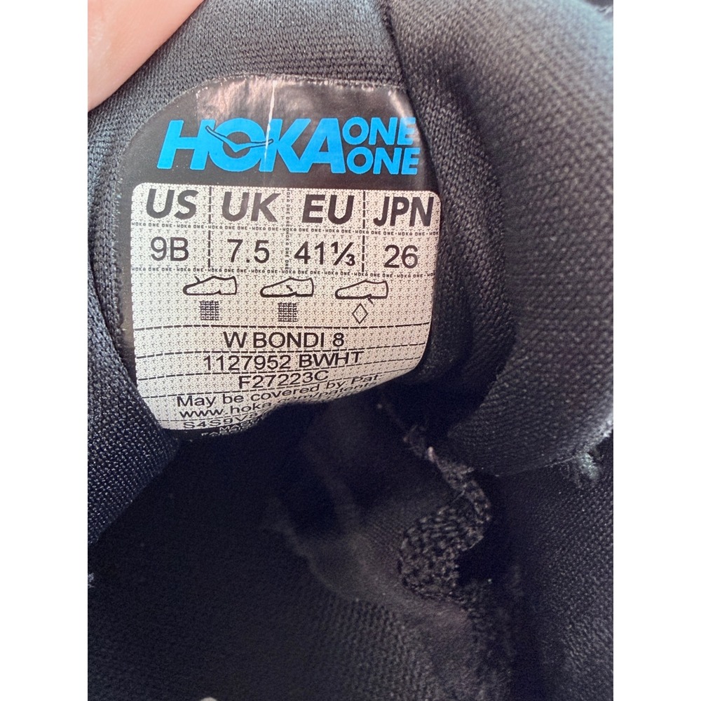 Hoka Bondi 8 Running Shoes Womens 9B Black White Good Max Cushion 1127952 BWHT - Picture 7 of 12